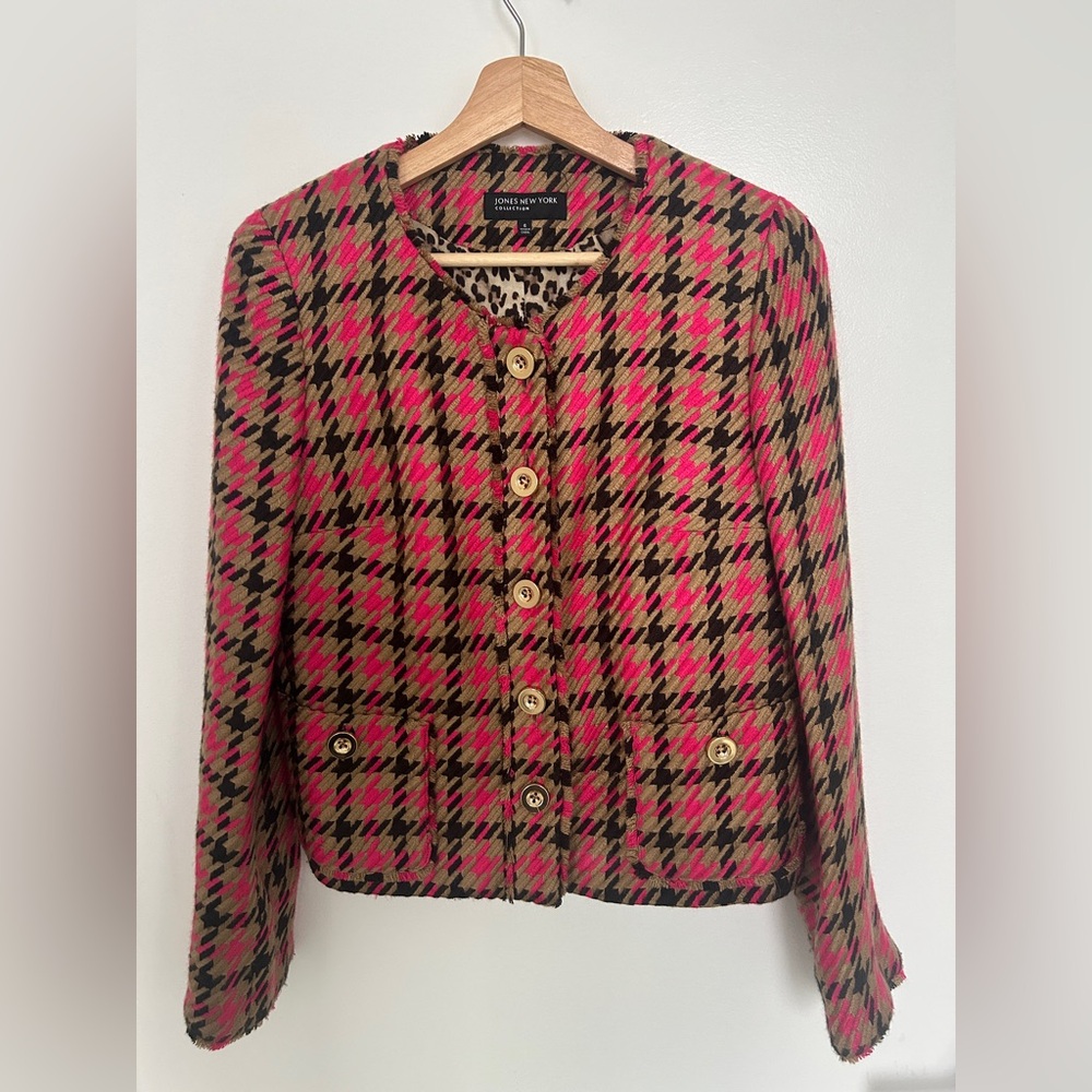 Jones New York Pink & Brown Tweed Blazer Size 6 / S – Classic, Elegant, Workwear